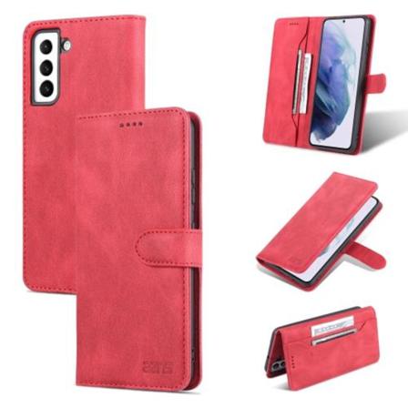 Azns Samsung Galaxy S22 Fodral Skin Touch Läder Röd