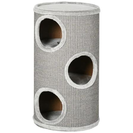 Rootz Scratch Barrel - Raaputuspiippu - 3-kerroksinen raapimispiippu - Sisältää sisalköyden - Raaputuslevy - Kissanraapinta - Vaaleanharmaa - 38 cm x