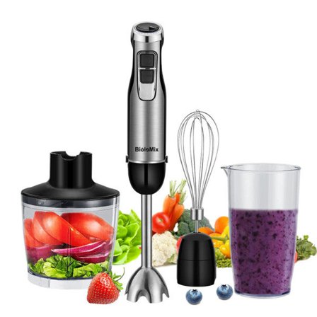 Hand Stick Blender Mixer Inkluderar Chopper och Smoothie Cup Rostfritt stål
