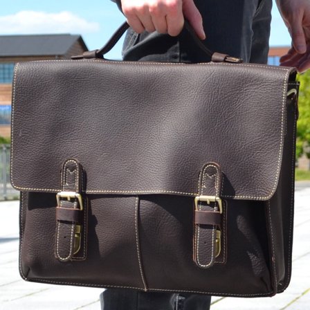 Borsa da studente in pelle marrone scuro per uomini - Borse in pelle