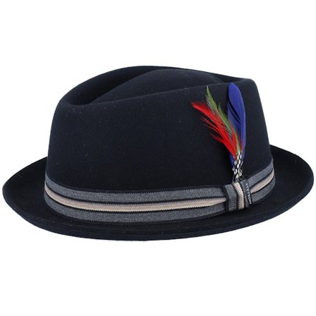 Stetson - Zwart porkpie Hoed - Woolfelt Diamond Pork Pie @ Hatstore