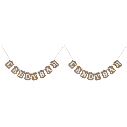 3 stk. Candy Bar pappgirlandbanner Bryllupsfestdekorasjon Fotorekvisitt (brun) 2 stk. 2pcs