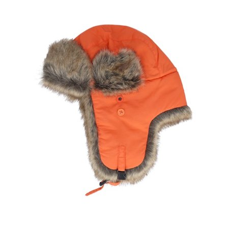 MJM Hats - Naranja Beanie - Recycled Tasl/Faux Fur Orange/Natural Trapper @ Hatstore
