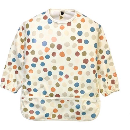 ING Savlesmække 1 Styk 12-36 Måneder Hagesmæk med Ærmer Prikket Mønster Babyhagesmække Gylpesmække PU Hagesmække Vaskbar Unisex Inde eller Ude til 