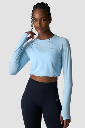 ICANIWILL - Define Cropped Adjustable Long Sleeve Arctic Blue - Pitkähihaiset - Naiset - Treenivaatteet ICIW:ltä
