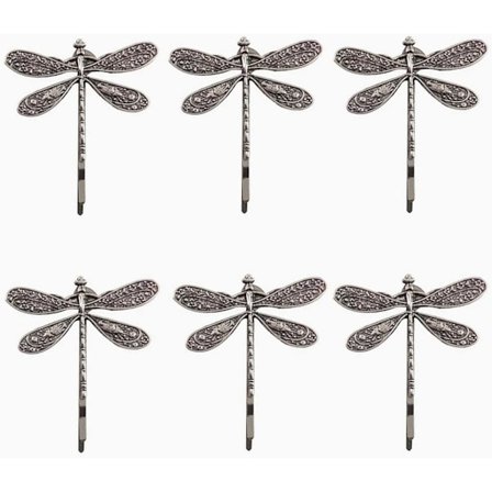 6 stk. Dragonfly hårspenner Retro hårklips søte hårstylingnåler for kvinner og jenter (sølv)