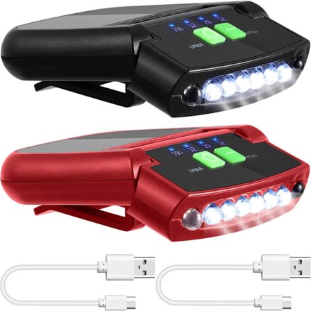 2 stk LED Klips-på-Hattlys USB Oppladbare Hattlommelykter C