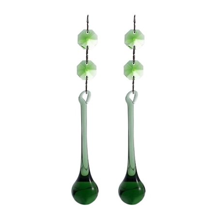 2 STK Regndråbe Pendel Krystal Pendel GRØN