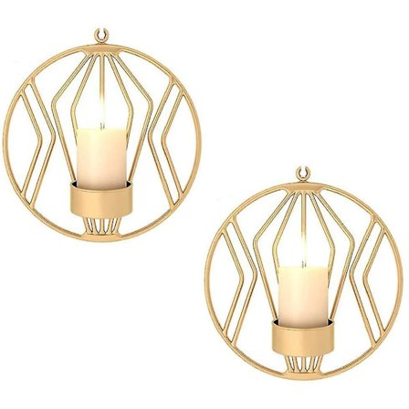 Væglysestager til stue, 2-delt sæt, væglamper til søjlelys eller telys