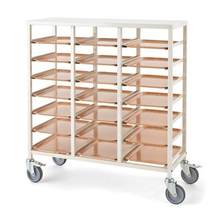 Tablett-Wagen, für 21 Tabletts, weiß