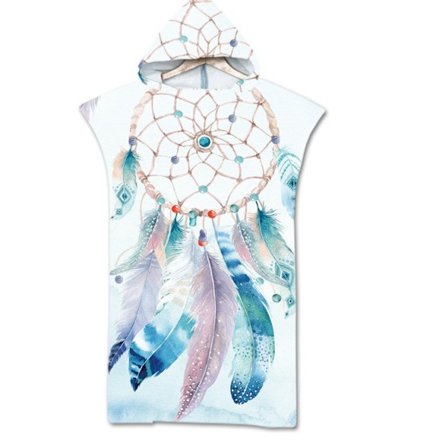 1 stk. Surf Poncho Håndklæde, Hurtigtørrende Mikrofiberstof, Strandskift