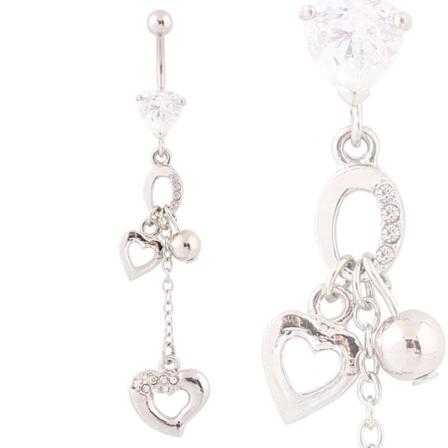 Navelpiercing Hjärtan Rhinestone/kirurgiskt Stål Silver