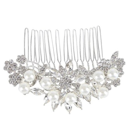 Elegant Brudehårkam Simulert Perle Krystall Bryllup Hårtilbehør Tilfeldig Stil (Sølv)