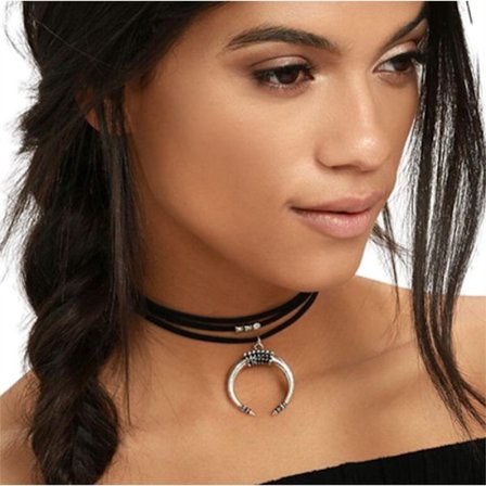Kvinnors geometriska Halsband med halvmåne