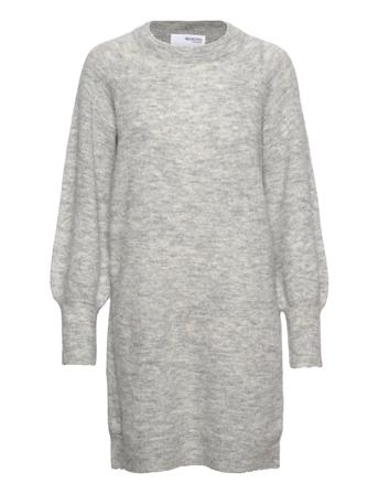 Slflulu Ls Knit Dress O-Neck Knälång Klänning Grå Selected Femme