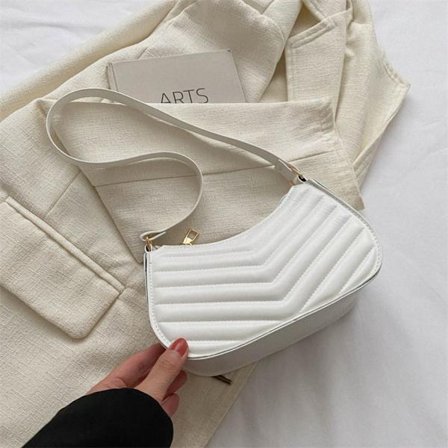 Enkel axel underarmsväska Liten fyrkantig väska VIT