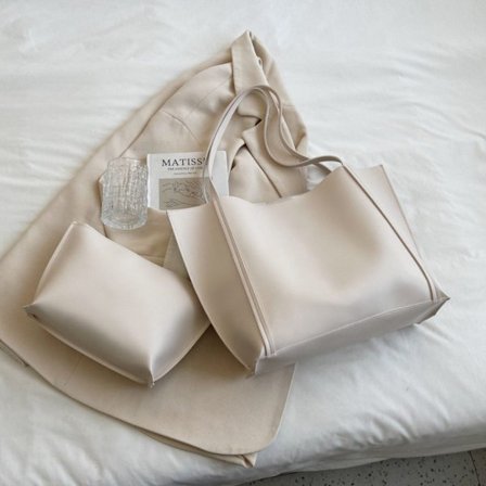 PU Skulderveske Retro Tote Bag BEIGE