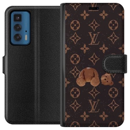 Yhteensopiva Lompakkokotelo Motorola Motorola Edge 20 Pro Ylellinen monogrammikuvio rikkinäisellä nalletaustalla pimeässä muotiestetiikassa