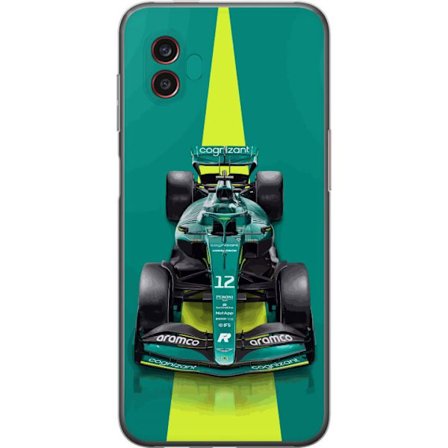 Yhteensopiva Puhelinkuori Samsung Samsung Galaxy Xcover6 Pro Aston Martinin Formula 1 -auto vihreässä kilpailumuotoilussa, jossa on moderni studiose