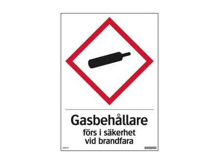Skylt Gasbehållare 210x297mm - Lyreco - Skyddsutrustning - Säkerhetsmärkning och skyltar - Skyltar