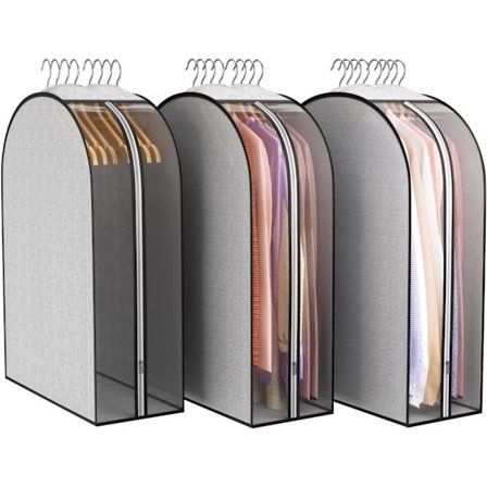 3-pakning med klesposer med glidelås for oppbevaring i skapet, 81 cm lang