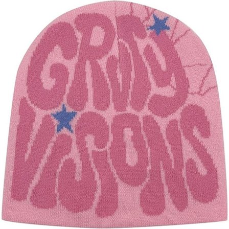 Beanie Hat Intage Joustava Talvi Neuloa Hattu Talvi Lämmin Jacquard Hattu Beanie Hat Y2K Beanie Web Hat Skullies Beanie Web Beanie Hat Baggy -Pink