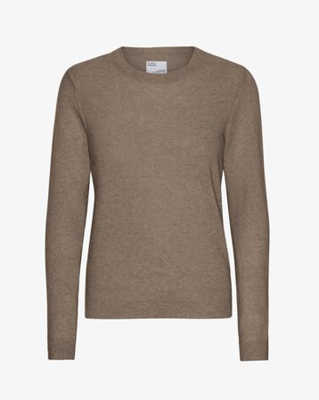 Women Light Merino Wool Crew - Warm Taupe