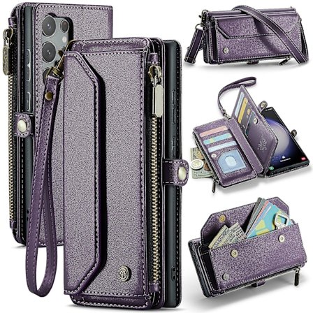 Til Samsung Galaxy S24 Ultra Wallet Etui, Magnetisk Lukning 360 Fuld Stødsikker Beskyttelse Faldabsorption Kraftigt Læder Etui