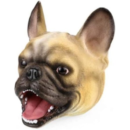 Mjuk Bulldog Handdocka Realistisk Bulldog Huvud Öppen Rörlig Mun Lämplig för Kreativ Berättande Undervisning Tårta Topper Dekoration Halloween