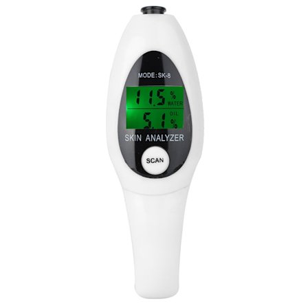 Digital LCD-skjerm Presisjons Hudsensor Tester Ansiktsfuktighet Vann Olje Analysator (Hvit)