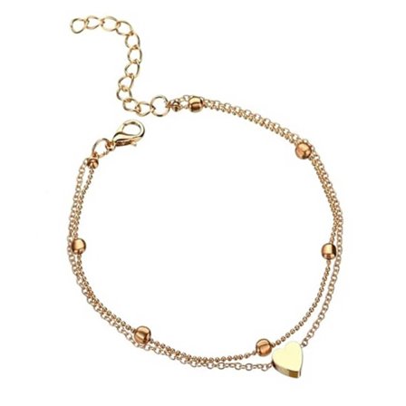 Dobbel fot smykker fot lenke ankel lenke vistlink kjede fot kjede hjerte gull