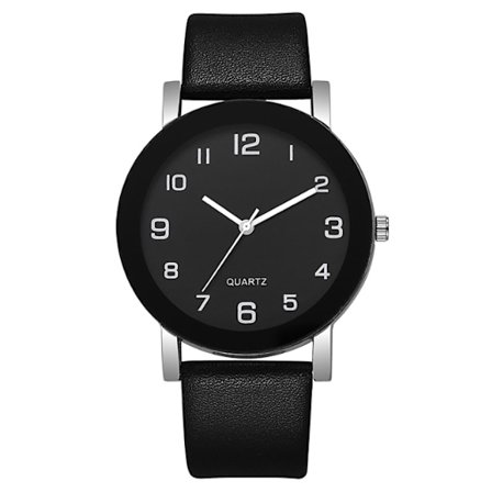 Ny Klassisk digital svart urtavla klocka PU quartz klocka enkel avslappnad herr- och damklocka svart