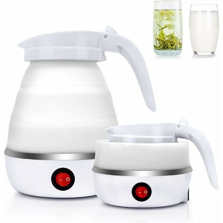 0,6L Sammenklappelig Elektrisk Silikone Rejsekedel, Bærbar Mini Kedel med Rustfrit Stål Bund til Camping, Ferie 600w Hurtigkogning