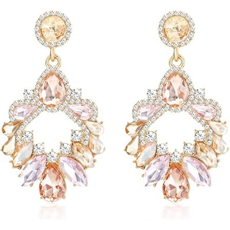 Örhängen i rostfritt stål för kvinnor, Halo-diamanthängande örhängen