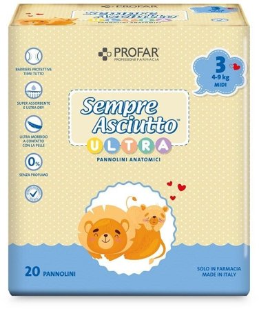 Profar Pannolini Sempre Asciutto Ultra Midi 4/9 kg 20 Pezzi