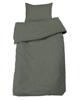 Vintage vasket dynebetræk med trykte striber Malte 2-delt olivengrøn