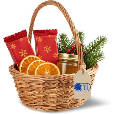 Creative Home Liten flätad påskkorg | 22 x 22 x 26 cm (+-- 2 cm) | Korg med handtag | Handvävd | Frukt korg