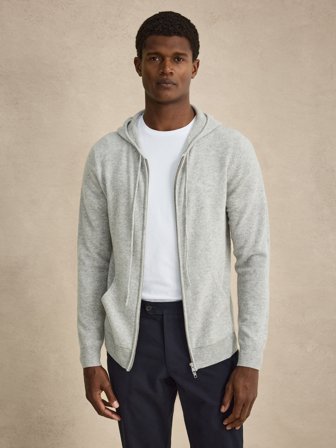 John Henric Men's Light Cashmere Grey Hoodie Size M
