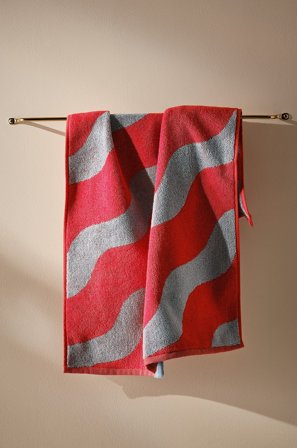 Jotex - Håndkle 50x70 Cm Tomatrød/lys blå - WAVES - Kjøp Håndklær hos Jotex