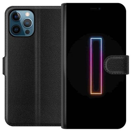 Kompatibel Tegnebogsetui til Apple Apple iPhone 12 Pro Max Minimalistisk neonbogstav I i regnbuefarver mod mørk baggrund