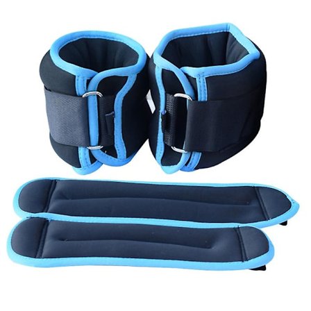 Nilkkapainot, 1 pari, voimaharjoittelu, painonnosto, säädettävät rannesäkit, juoksu, kävely, sininen, musta, 2 kg
