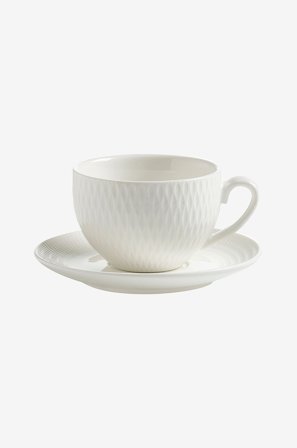Maxwell & Williams - Espressokopp med skål Diamonds Round - Hvit - Kopper & krus - Fra Homeroom