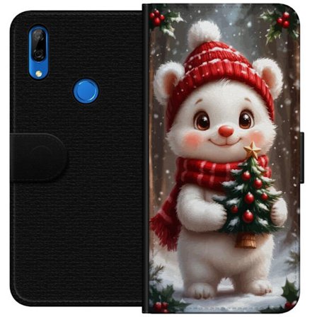 Yhteensopiva Lompakkokotelo Huawei P Smart Z söpö joulukarhu pienellä puulla ja punaisella hatulla