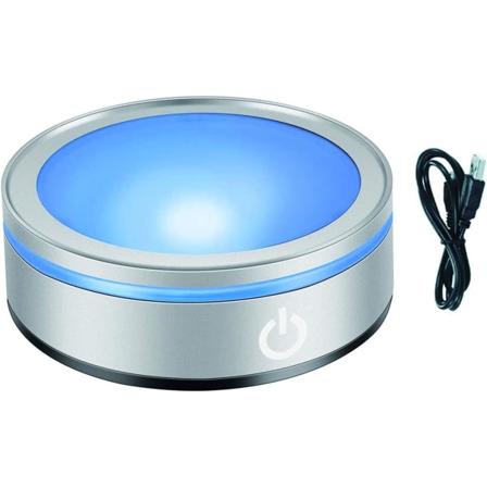 LED-valon pohja monivärinen pyöreä näyttelyteline näyttölevy pohjanäyttövalo 3D-kristallilasitaiteelle herkällä kosketuskytkimellä (litteä pohja)