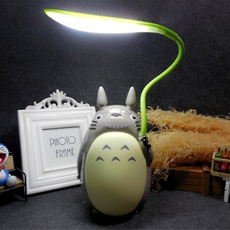 Min granne Totoro LED Uppladdningsbar Bordslampa Ljusstyrkejustering Ögonskydd Nattlampa