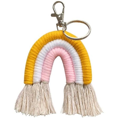 Regnbågsnyckelringscharm Nyckelring med tofsar Handvävd Bomullsaccessoar Nyckelring för bilnyckel Plånboksdekoration, A