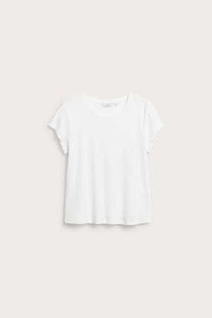 Kappahl | T-skjorte i bomullspointelle Hvit 2XL | Hvit