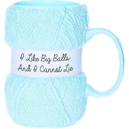 Boxer Gifts Bg30499 I Like Big Balls Uutuusneulelahjamuki Hänelle - Realistinen Lankayksityiskohta 355ml, sininen