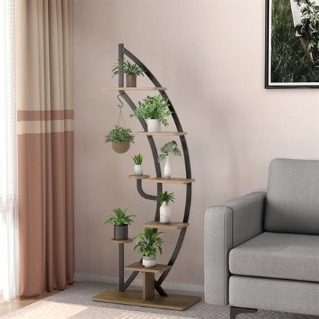 Växtställ i halvmåneform med 8 hyllor