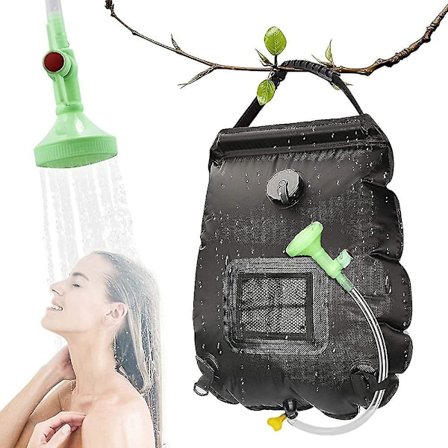 Matkailuretkeily aurinkosuihku 20l kannettava aurinkolämmitteinen kuuma vesi irrotettavalla letkulla vaihdettavalla suihkupäällä -JRCH